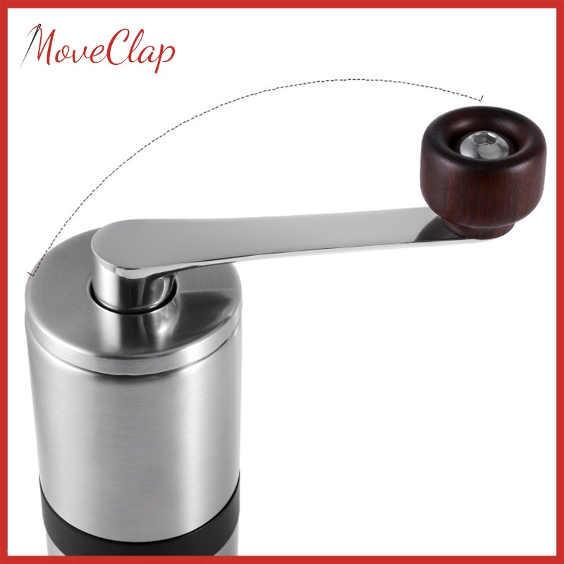 MoveClap  Stainless Steel Manual Coffee Grinder Hand Crank Grinder Burr Mill 6 Levels