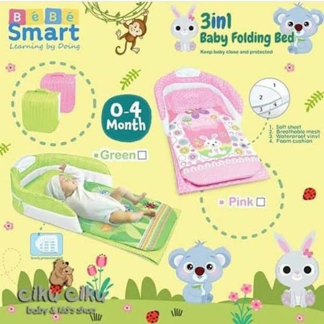 sd 3in1 Baby Folding Bed bebe smart, tempat tidur lipat praktis untuk traveling