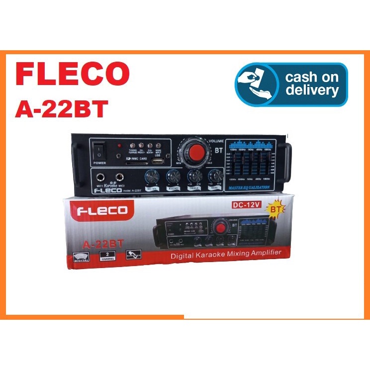 Fleco Power Ampli Bluetooth Fleco A-22BT Ac dan Dc Karaoke + Mp3 player