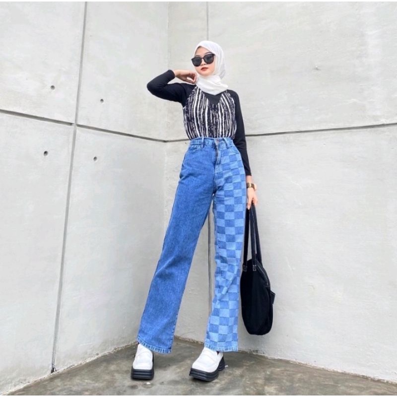 Ryuni -HIGHWAIST JEANS TWOTONE