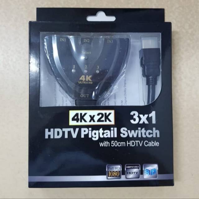 HDMI SWITCH 3 PORT 4K / HDTV PIGTAIL SWITCH 3X1