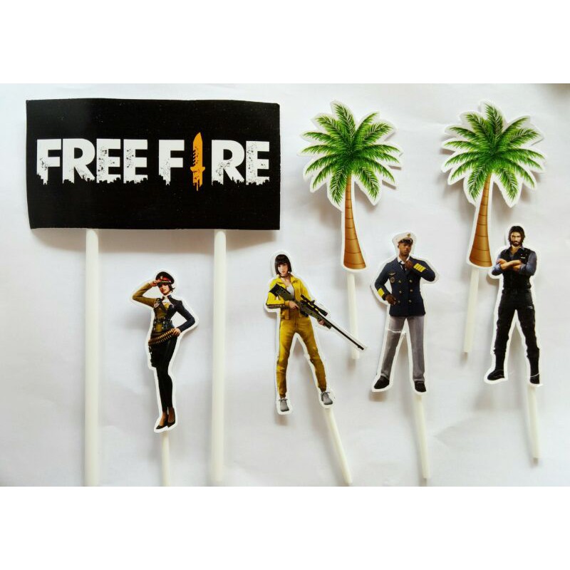 topper toper hiasan tusukan kue cake tart ulang tahun happy birthday karakter free fire freefire