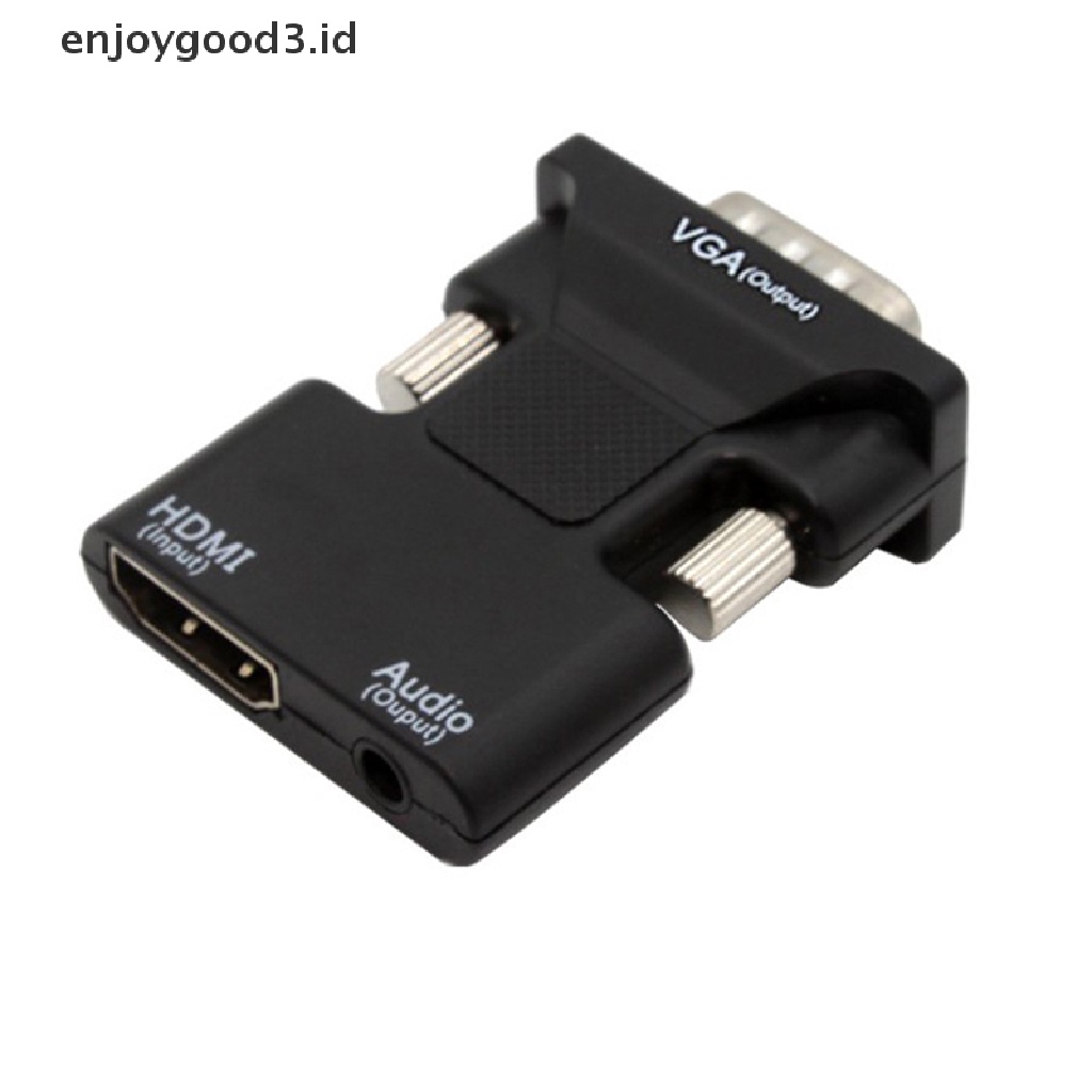 Konverter Hdmi Female Ke Vga Male Dengan Adapter Audio Support Sinyal 1080p