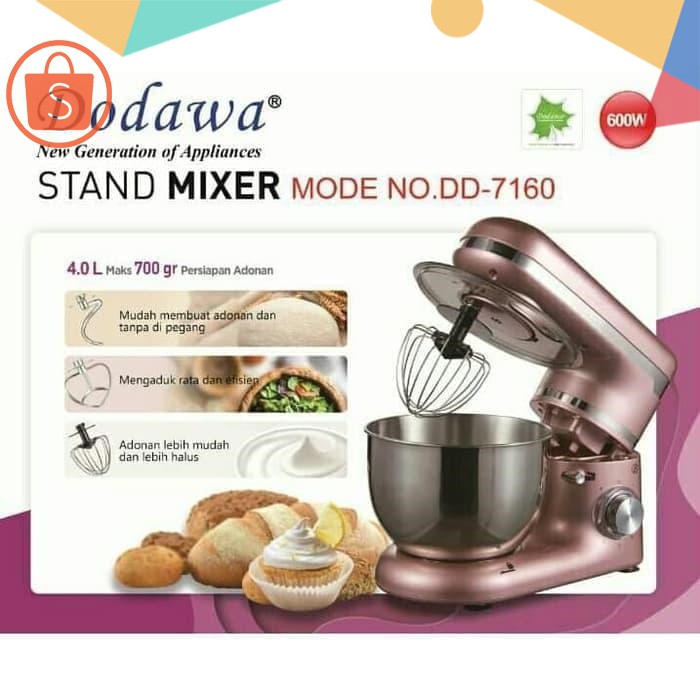 Dodawa mixer tangan berdiri putih DD-7160 Stand Mixer pink