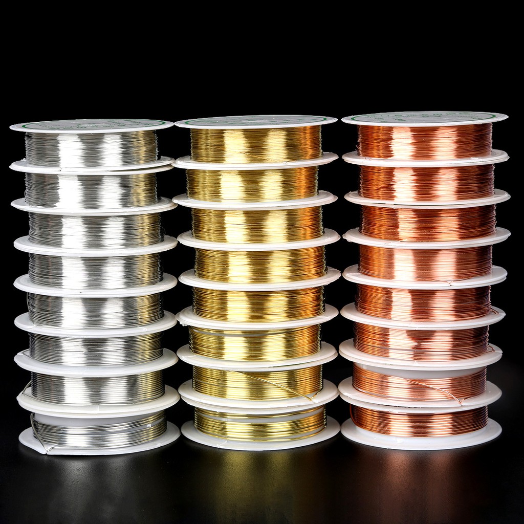 Kawat Tembaga Lapis Emas Ukuran 0.3/0.4/0.5/0.6/0.8mm 2.5/4.5/6.5/8/15m Untuk Membuat Perhiasan Diy