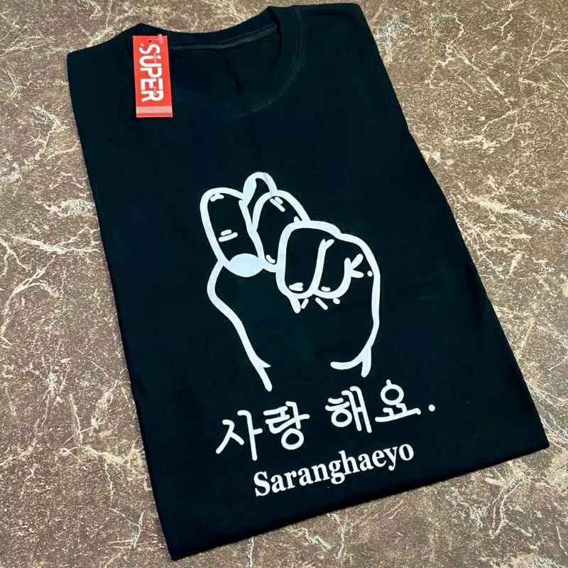 kaos saranghaeyo / kaos saranghaeyo tulisan korea / kaos custom nama