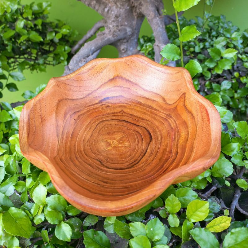 MANGKOK KERANG KAYU JATI 15 - 17 X 5 / MANGKOK KAYU JATI / MANGKOK MOTIF KERANG / MANGKOK JATI KERAN