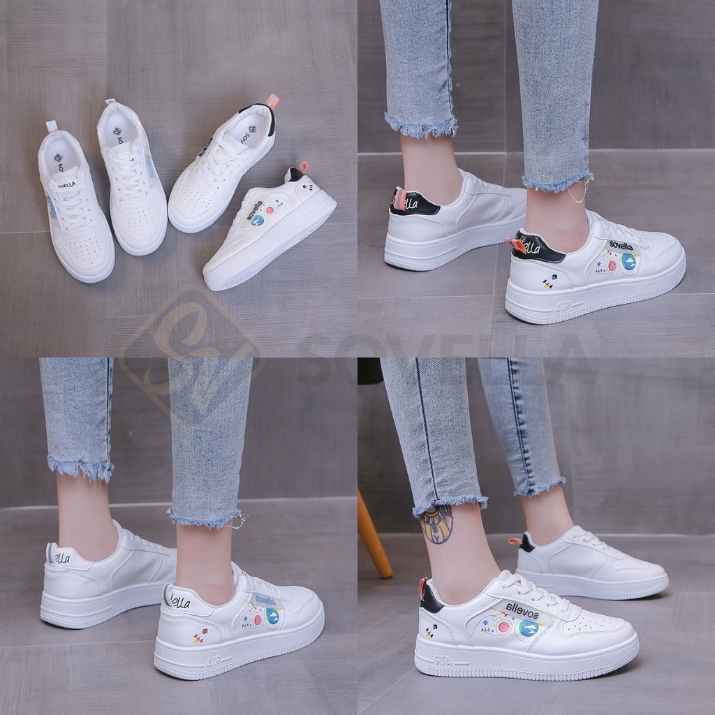 SOVELLA Laura Sepatu Sneakers Olahraga Simple Putih Polos Wanita Import-5