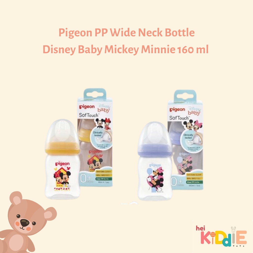 Pigeon PP Wide Neck Clear Bottle Disney Baby Mickey Minnie 160 ml/240 ml