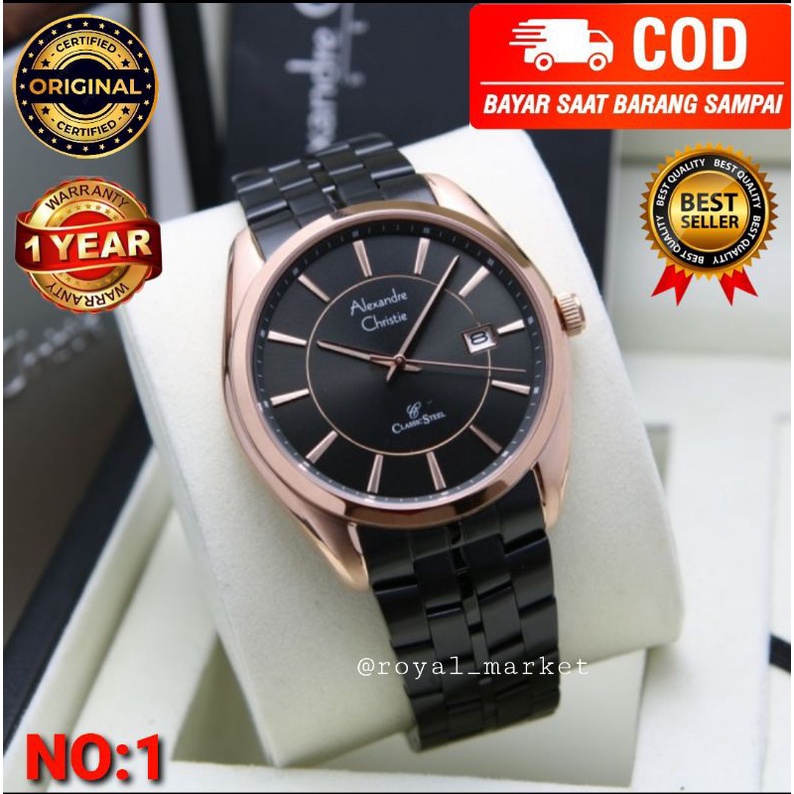 [PILIHAN WARNA LAIN DIGESER FOTONYA] ORI JAM TANGAN PRIA ALEXANDRE CHRISTIE RANTAI STAINLESS STEEL A