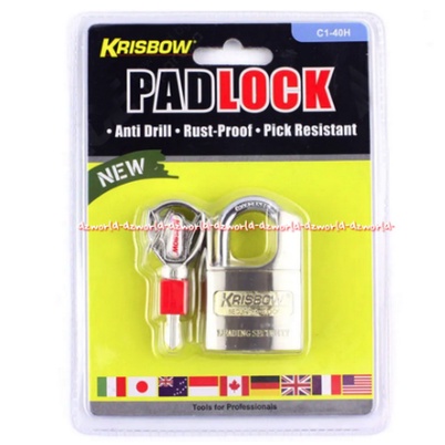 Krisbow Padlock C1-40 Panti Drill Rust Proof Gembok Tahan Karat Kris Bow Pad Lock Lok Padlocks C140