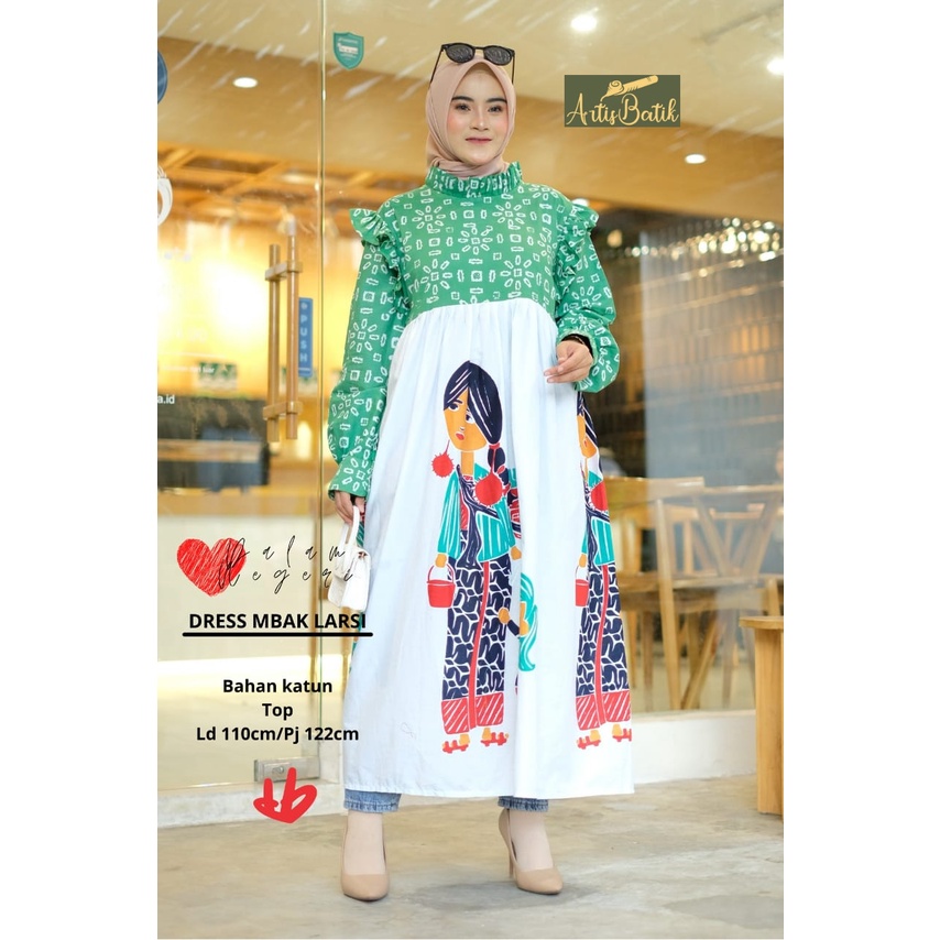 NEW ARRIVAL MIDI DRESS MBAK LARSI MIDI DRESS  MOTIF KARAKTER TRADISIONAL JAVANESE ETHNIC ETNIK DRESS