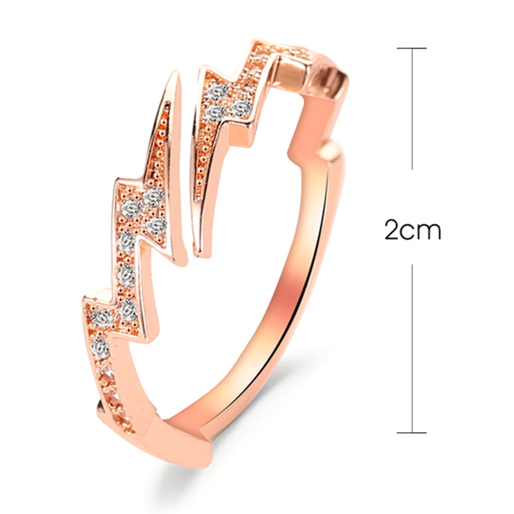 Hu Hu Hu Hu Hu Alat Bantu Pasang Kacamata♡ Cincin Model Terbuka Desain Petir Hias Cubic Zirconia Kreatif Untuk Wanita