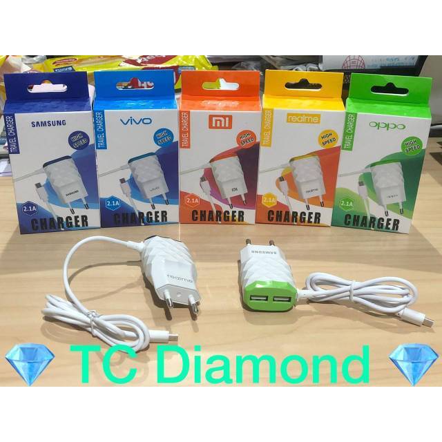 CHARGER CAS DIAMOND Branded 3.2A 2 output usb + kabel Micro usb Samsung Oppo Vivo Xiaomi Redmi Poco Realme Htc Nexian Infinix Asus Zenfone