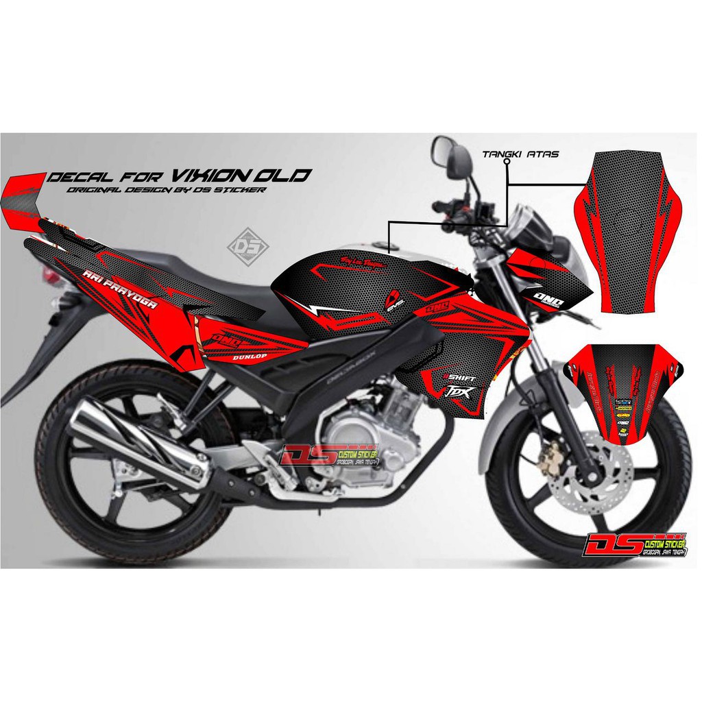 Striping Decal Vixion OLD Hitam Merah