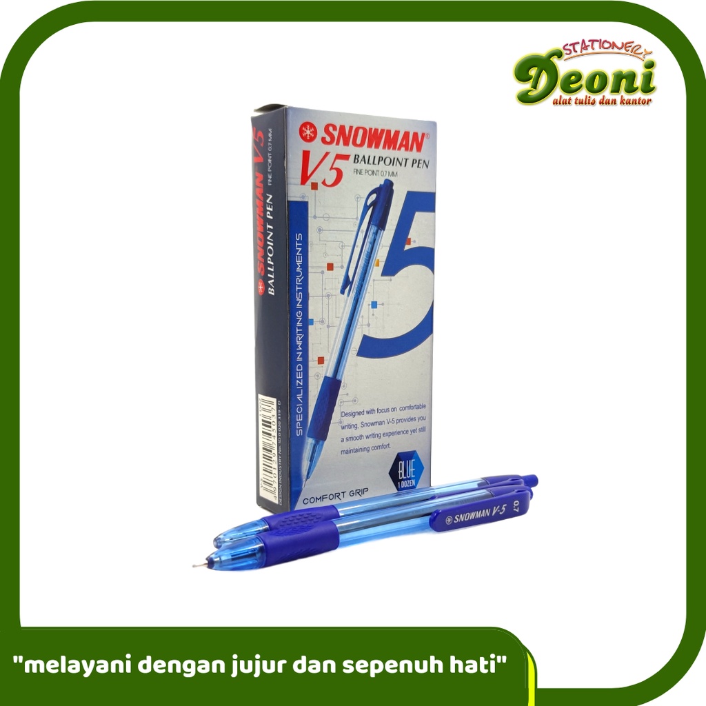 

SNOWMAN V5 Ballpoint Pen Pulpen Pena 0.7mm Biruu