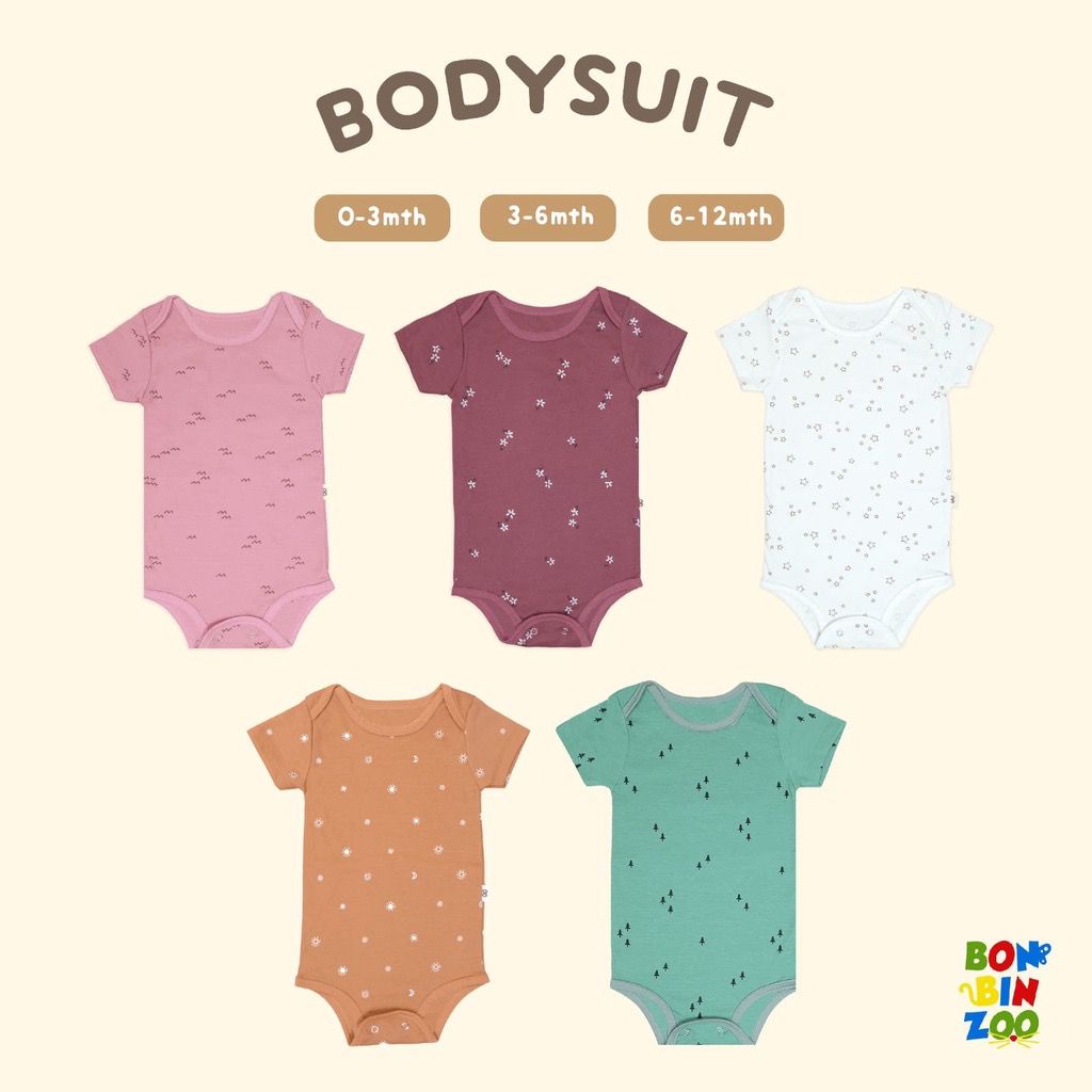 Bodysuit Nature Series Bonbinzoo 0 Bulan - 1 Tahun Baju Kodok Segitiga Baju Bayi Piyama Baby Newborn