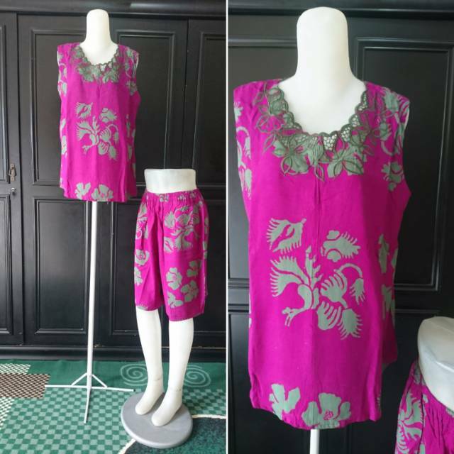 Stelan Batik Sunan Bordir Lengan Buntung