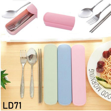 Cutlery Set Alat Makan sendok sumpit garpu Stainless travel