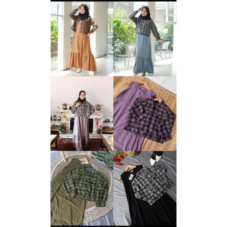 Lexy crop blazer set // Gamis kekinian // outer mix blezer satu set //Gamis muslimah