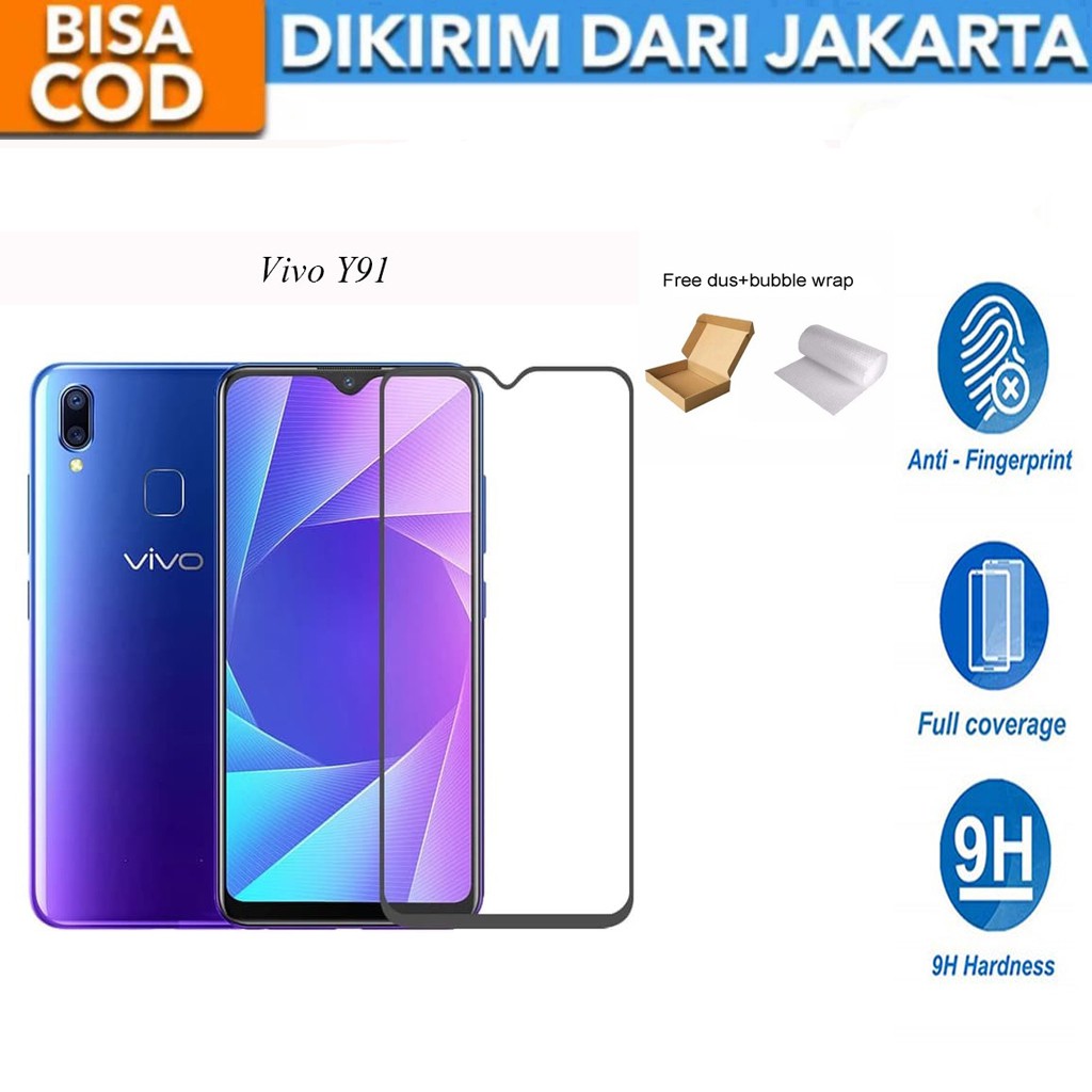 Vivo Y91 Full Cover/Full Screen Tempered Glass Screen Protector Anti Gores