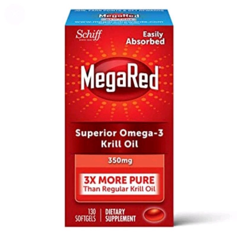 Vitamin Omega3 Krill Oil Red ISchiff Megared Superior Omega 3 Krill Oil 130 softgels