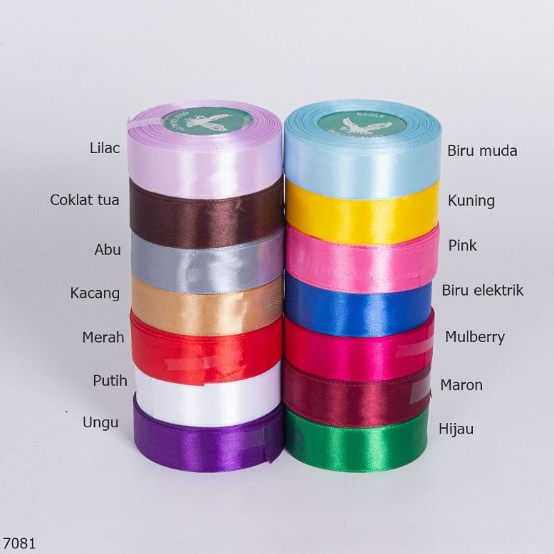 

Satu roll pita satin 25 yard 2,5cm (1inch) , 2cm (1inch) pita buket bunga - tali buket - bahan craft