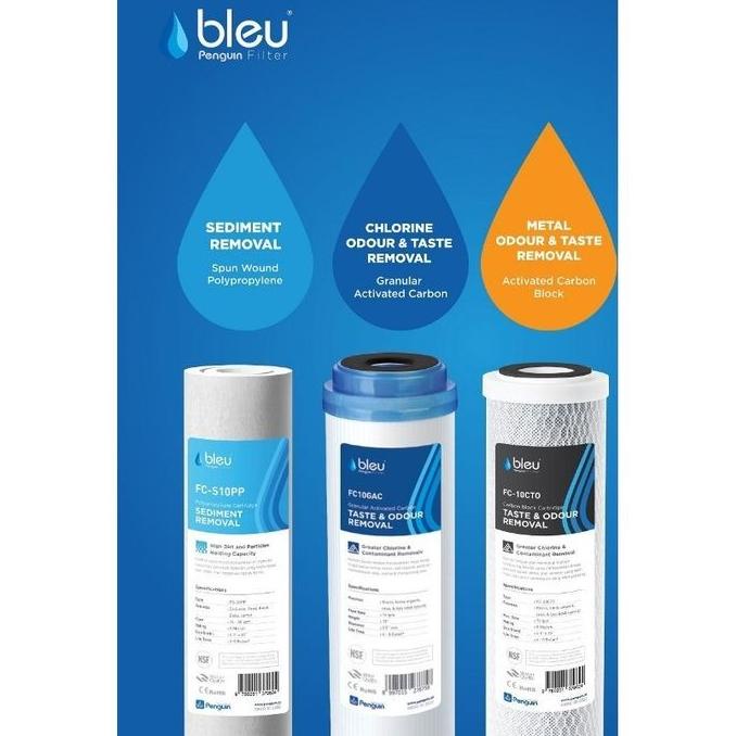 Paket Refil Filter Air BLEU PENGUIN 10" / Pre Filter Mesin RO Bleu 10"