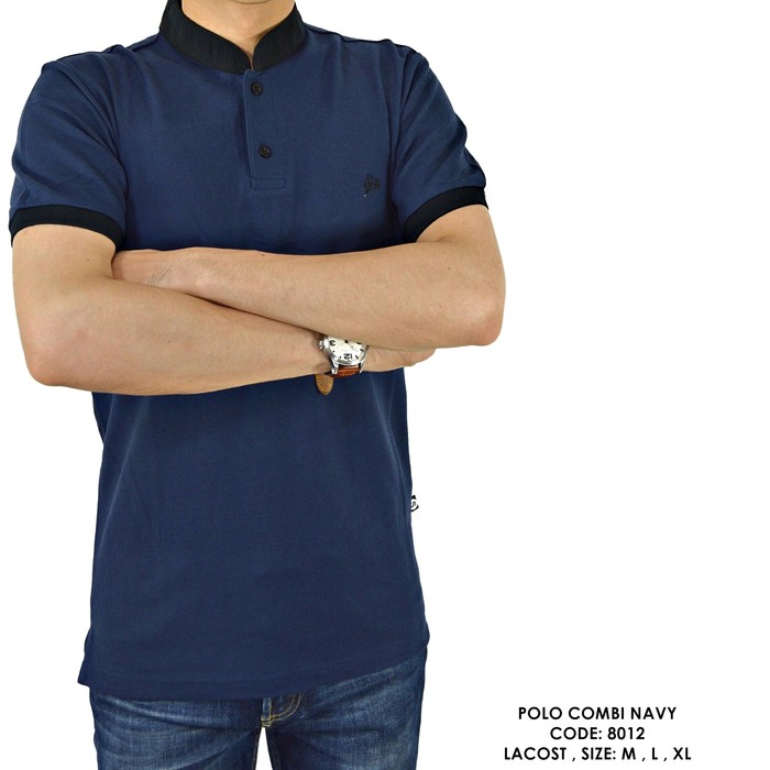 BAJU POLO KERAH KOKO POLOS POLOSAN BIRU DONGKER / NAVY COWOK PRIA