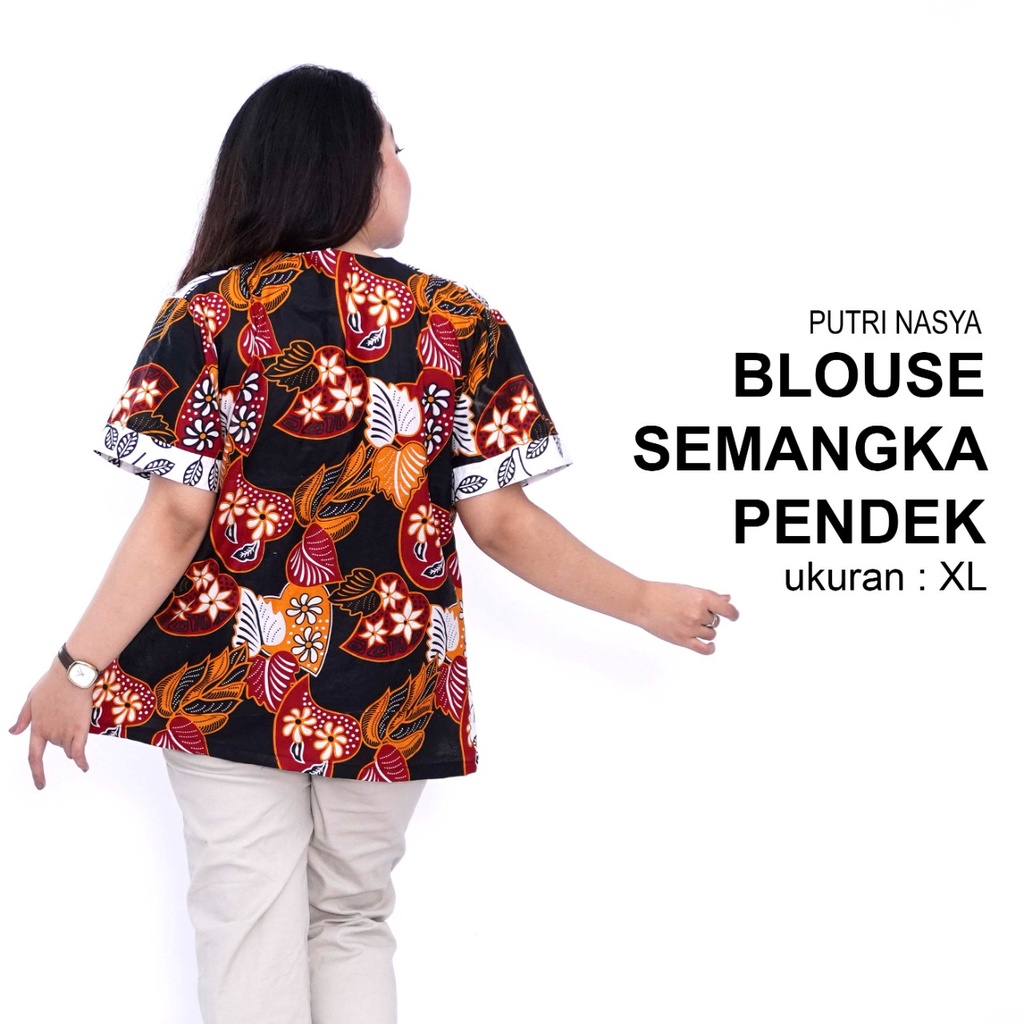 Blouse Big Size Wanita Atasan Batik Jumbo LD 140 Pakaian Atasan Model Blus Jumbo Seragam Kerja Batik