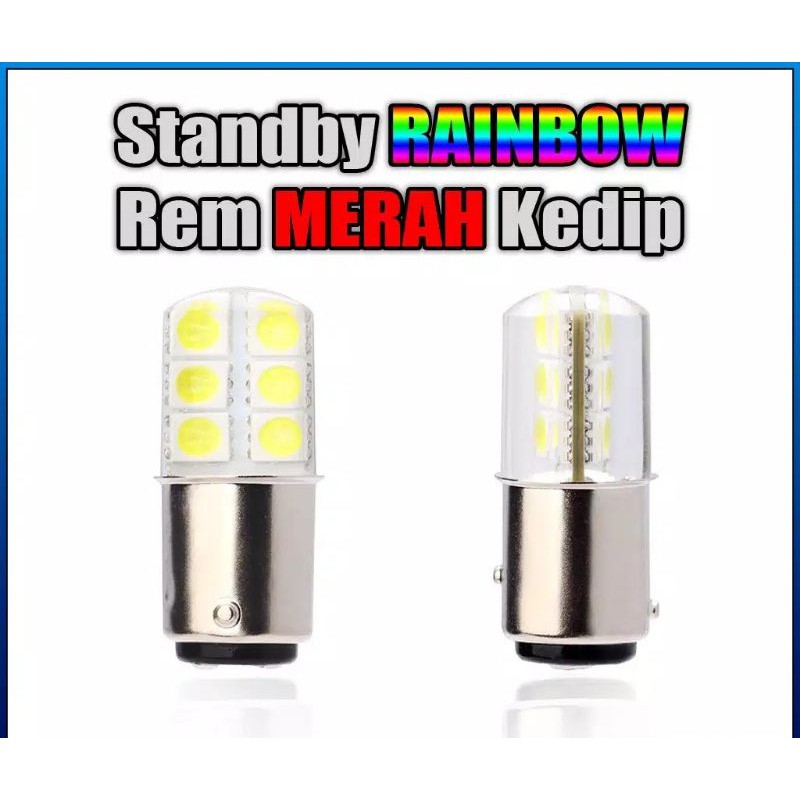 Lampu Rem LED Bayonet Kaki 2 RGB Kedip Mobil Motor Beat Mio Vixion Satria FU Ninja Scoopy GSX