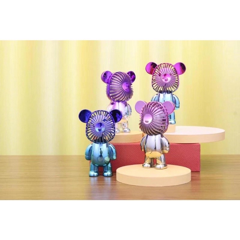 Bright Crown Kipas Angin Gradasi BEAR Viral Mini Portable USB Charge Kipas Angin Genggam Rechargeable Fan 3-Speed 8 Motif Varian
