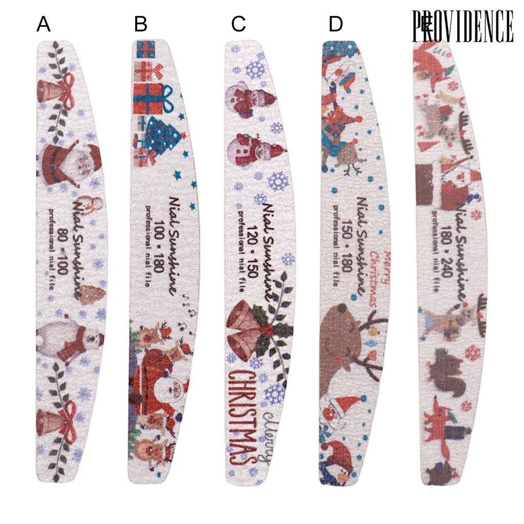 Providence Christmas Printed Nail File Half Moon Shape Sandpaper Nail Buffer Colorful Professional Manicure Tools for Female