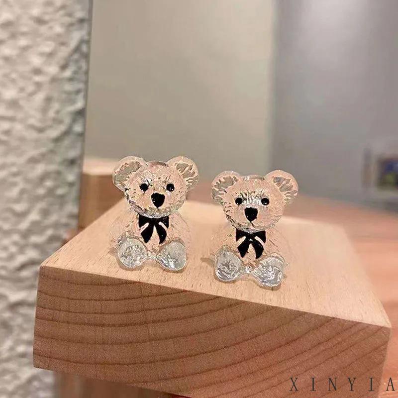 Anting Bentuk Beruang Bahan Resin Untuk Wanita