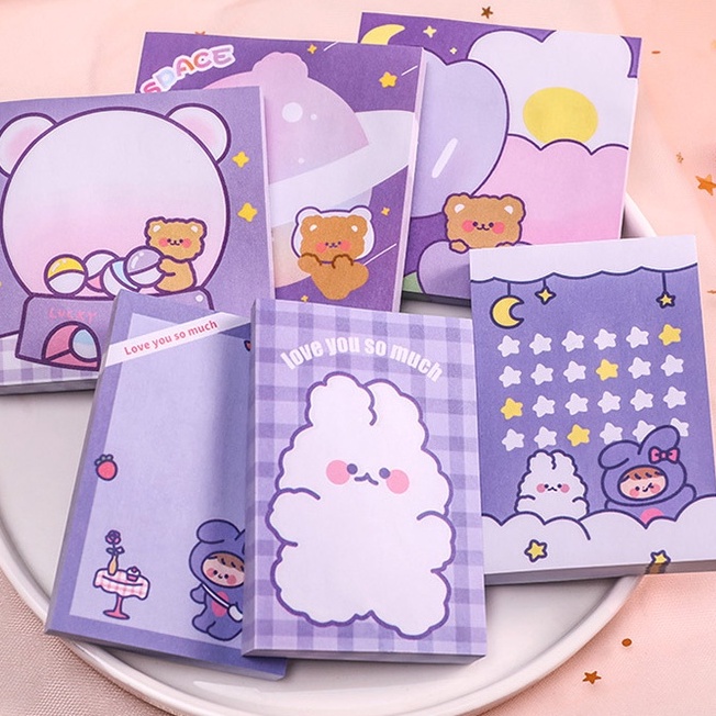 

Anekagrosir Stationary Sticky Notes Lucu Kecil Memo Mini Warna Pastel Bear Bunny Girl