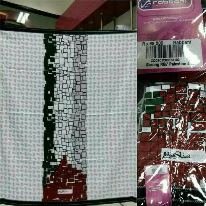 Cuci Gudang Kain Sarung Palestina Rabbani Dewasa Motif Hitam / Putih Polos Murah