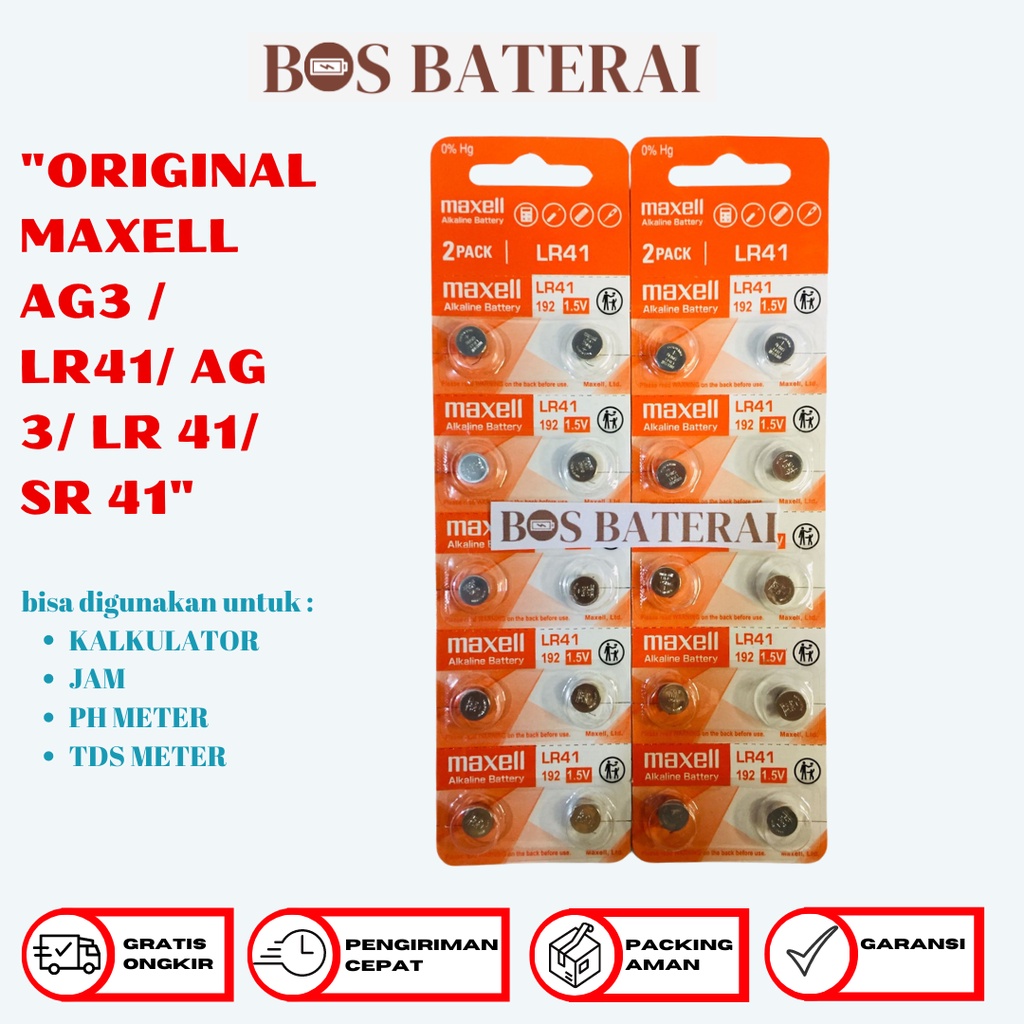 ORIGINAL MAXELL AG3 / LR41/ AG 3/ LR 41/ SR 41 BATRE BATERAI BATTERY