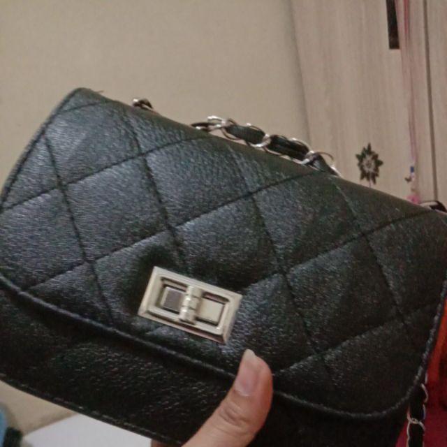 TAS SELEMPANG WANITA KULIT IMPORT HITAM MALEA TA006B5