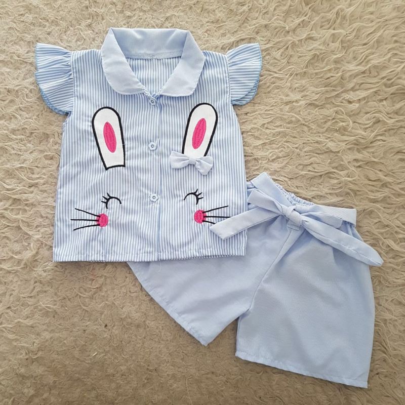 kemeja bunny set anak perempuan