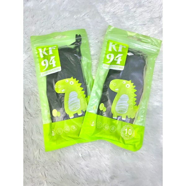 KD1 Masker Kf 94 Anak Polos Hitam Putih isi 10 Pcs Bahan Tebal