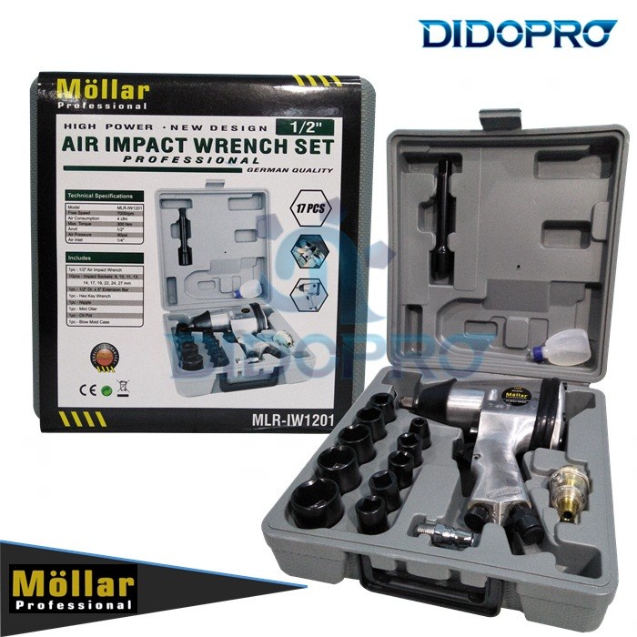 MOLLAR IW1201 Air Impact Wrench Set Mesin Buka Sok Baut Kompresor