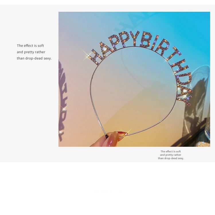 Bando Motif Tulisan Aksen Berlian Imitasi Untuk Wanita