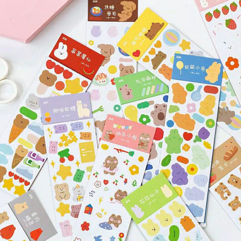 

4pcs STIKER TRANSPARAN STIKER KOREAN BEAR STIKER AESTHETIC MURAH STIKER HIASAN DIY IDE KADO