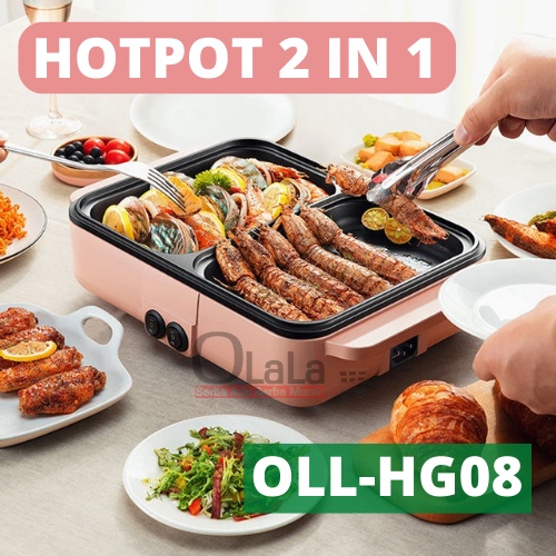 BBQ GRILL PAN STEAMBOAT 2IN1 ELEKTRIK SHABU HOTPOT SUKI ELECTRIC OLL-HG08