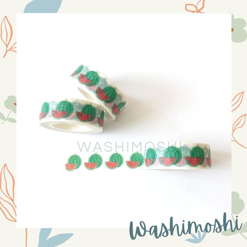 

Washimoshi Masking Washi Tape Watermelon Design / Washitape Semangka