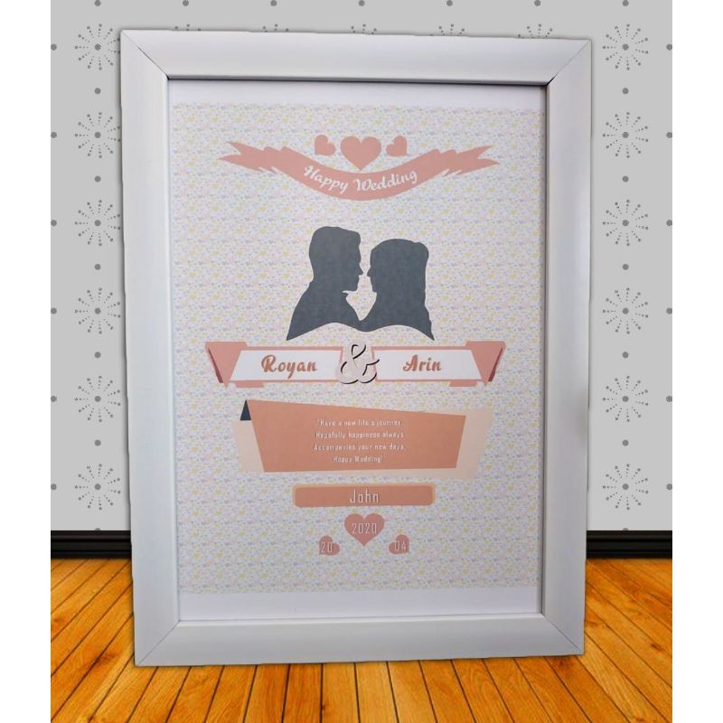 Kado Pernikahan Hadiah Wedding Bingkai Desain Siluet Shopee Indonesia