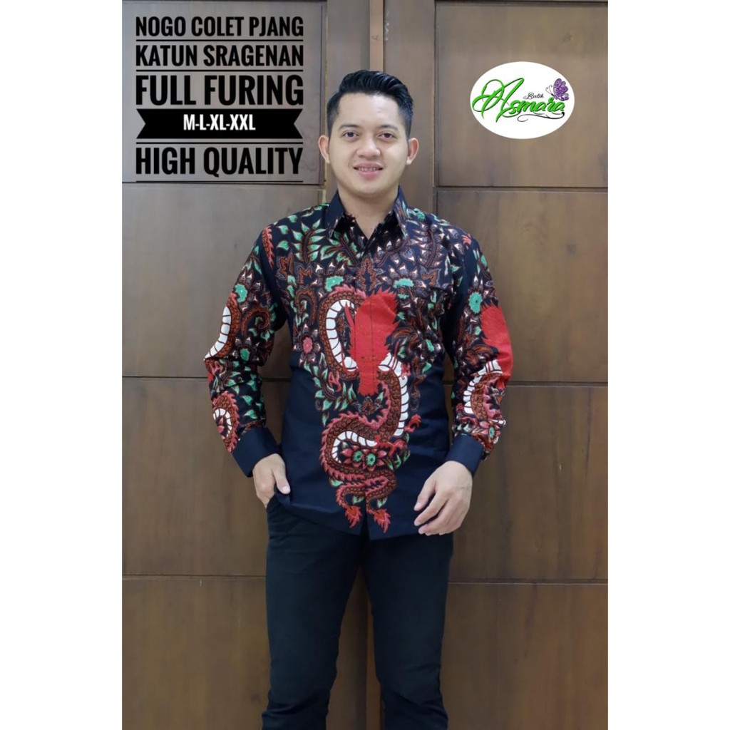 NOGO COLET PANJANG Kemeja Batik Pria Lengan Panjang Katun Halus FULL FURING Asmara