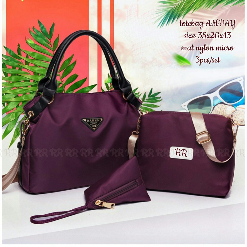 TAS FASHION SELEMPANG / SHOELDERBAG BESAR WANITA TOTEBAG ANPAY PRADA PAKET 3 IN 1