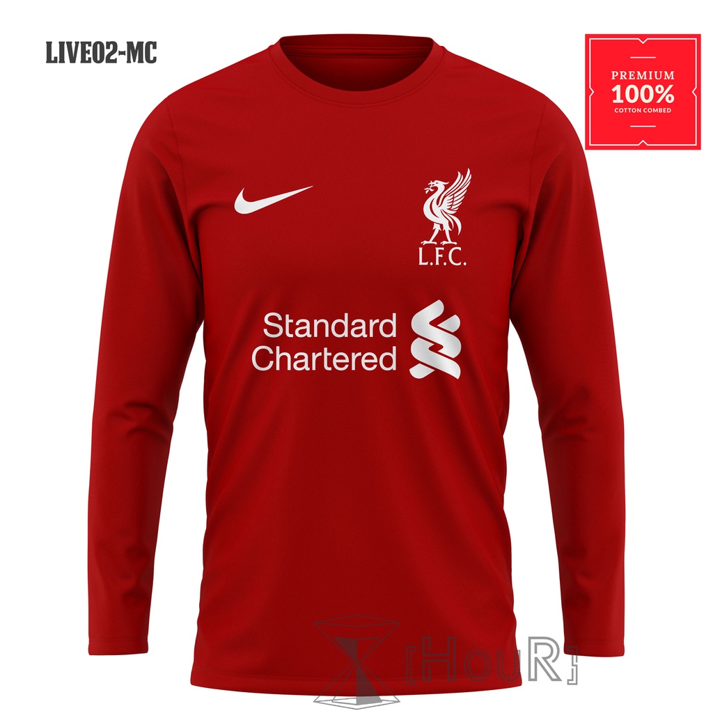 Kaos Bola Liverpool Lengan Panjang Tshirt Logo Liverpool All Size Big Size