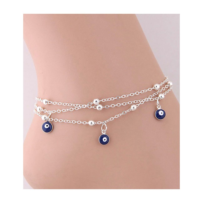 LRC Gelang Kaki Elegant Eyes Shape Pendant Decorated Anklet A54890